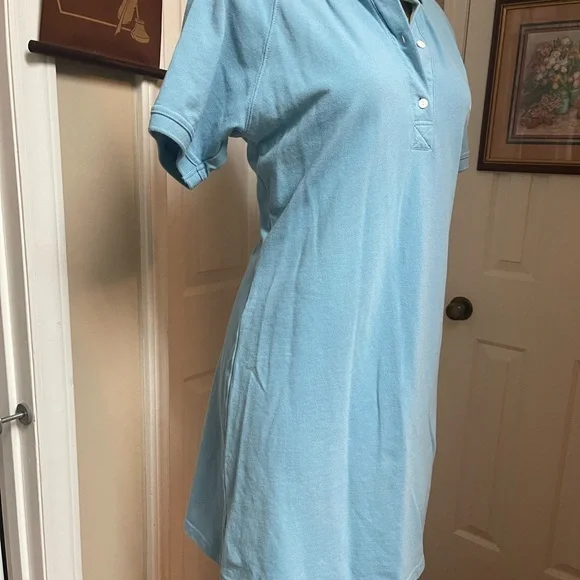 BSR Light Blue Polo Shirt Dress with Embroidered Fawn - Picture 5 of 11